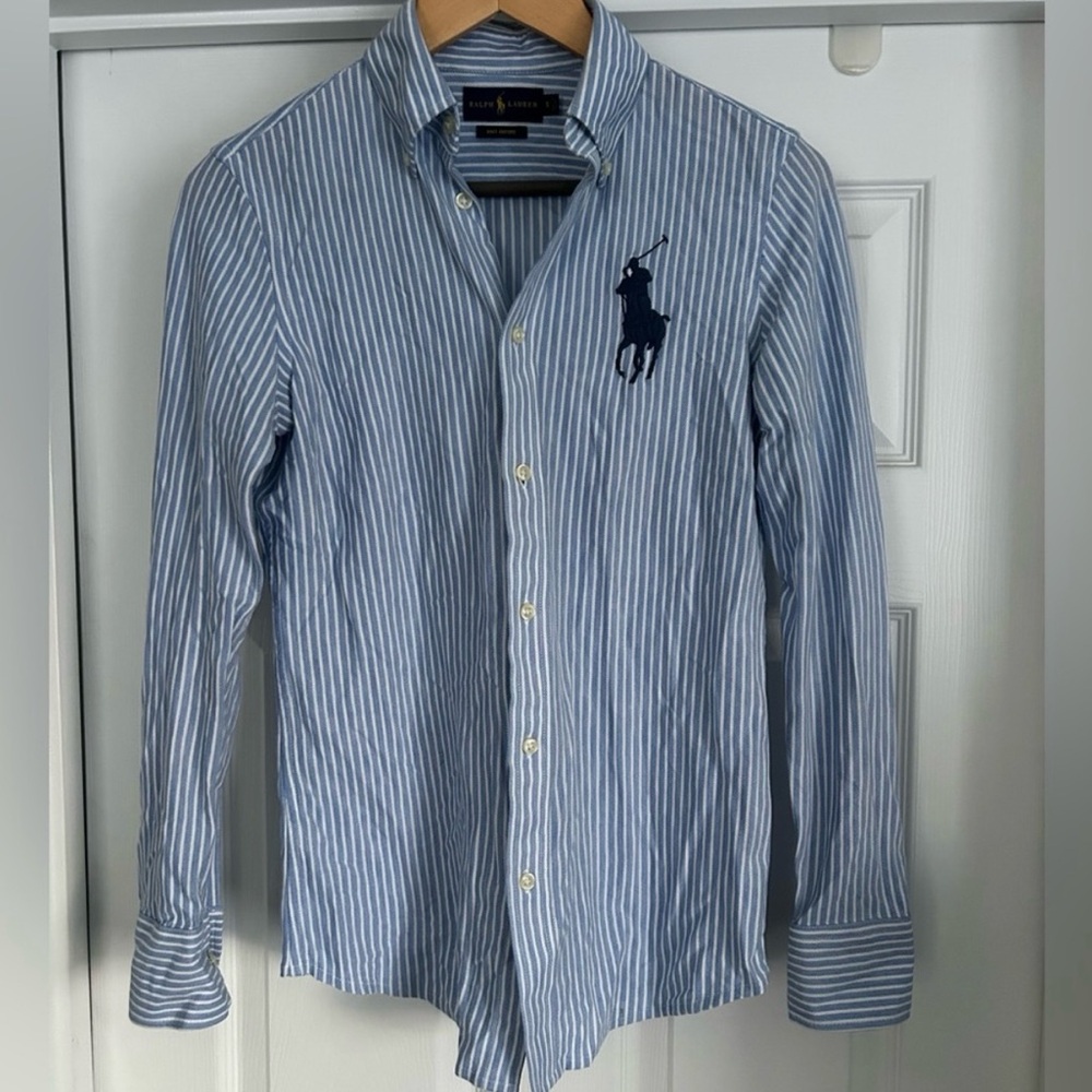 Ralph Lauren Blue Striped Button Down Shirt